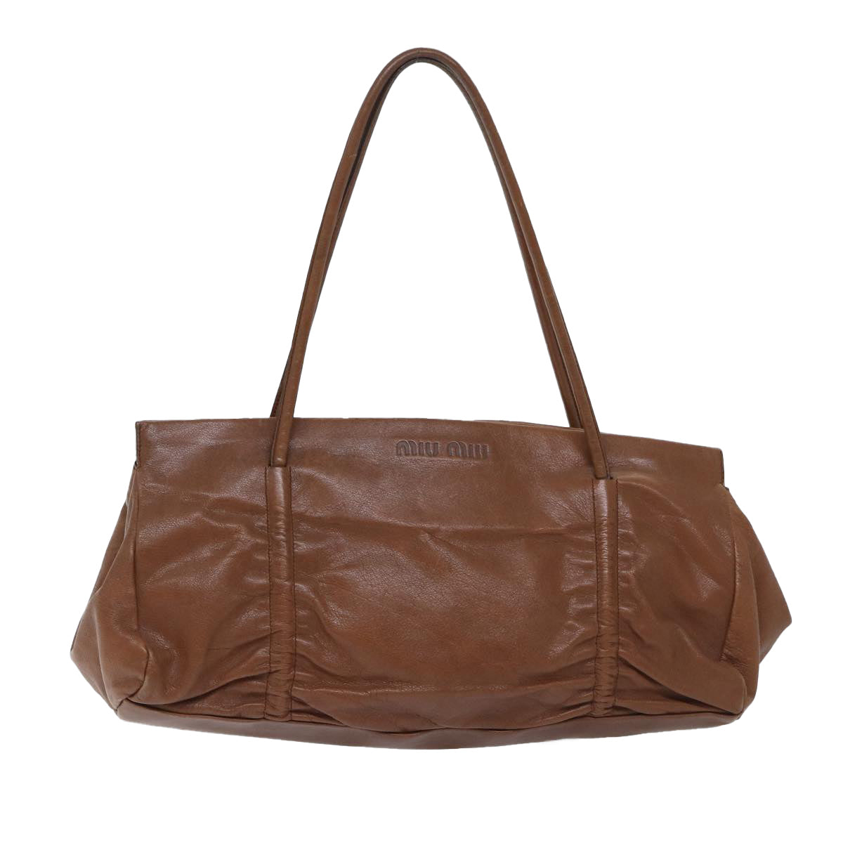 Miu Miu Shoulder Bag Leather Brown Auth bs13190