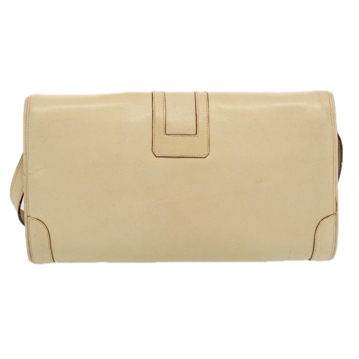 CELINE Shoulder Bag Leather Beige Auth bs13191
