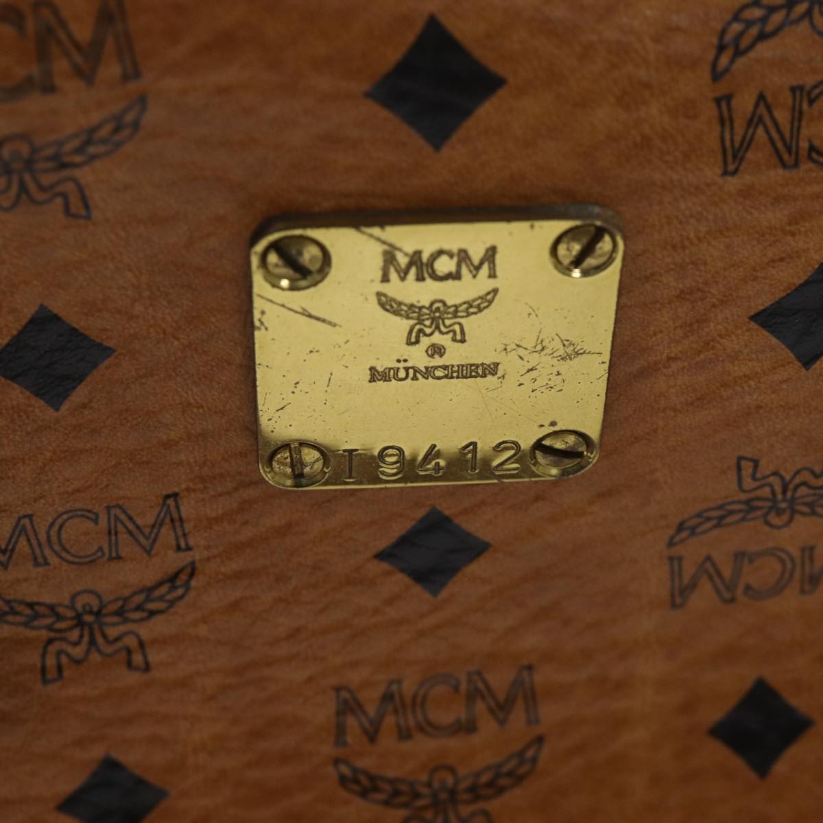 MCM Vicetos Logogram Boston Bag PVC Brown Auth bs13195