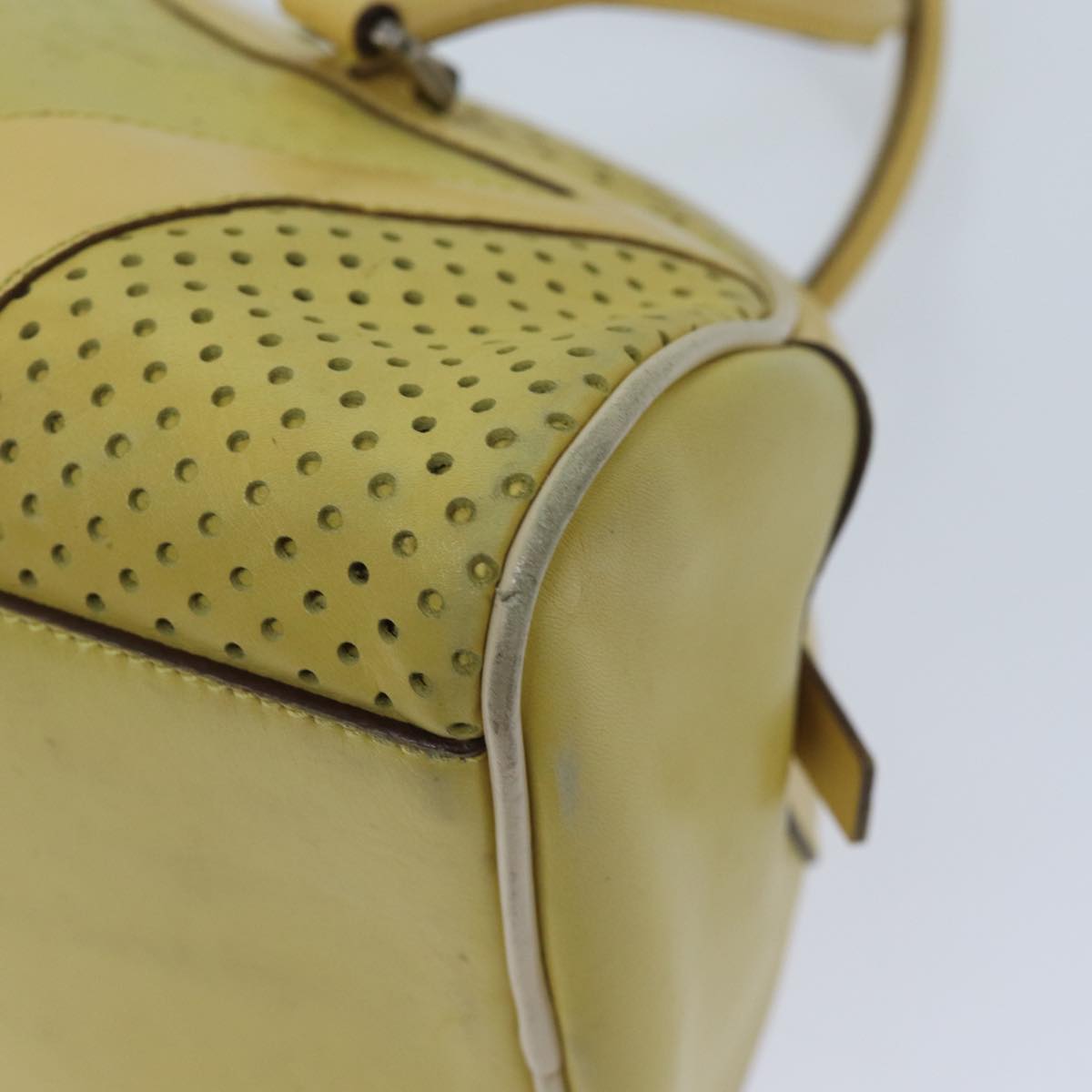 PRADA Hand Bag Leather Yellow Auth bs13198