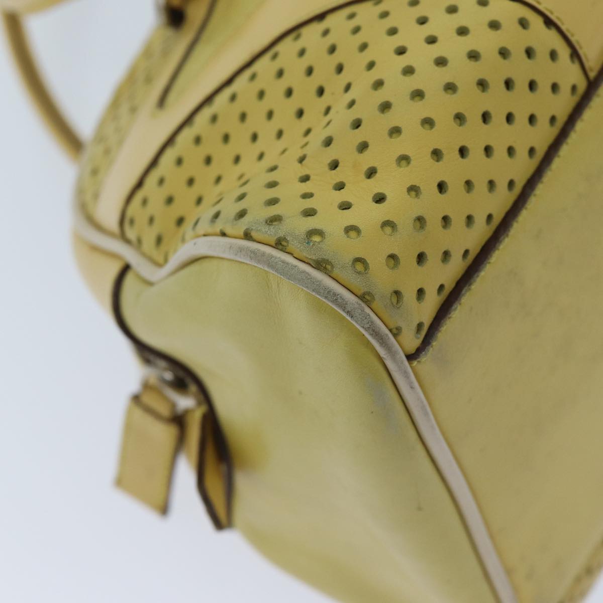 PRADA Hand Bag Leather Yellow Auth bs13198