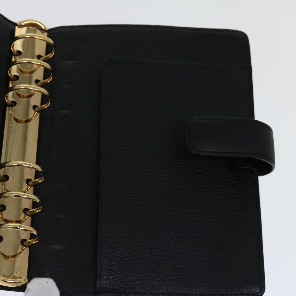 LOUIS VUITTON Nomad Agenda MM Day Planner Cover Black R20478 LV Auth bs13206