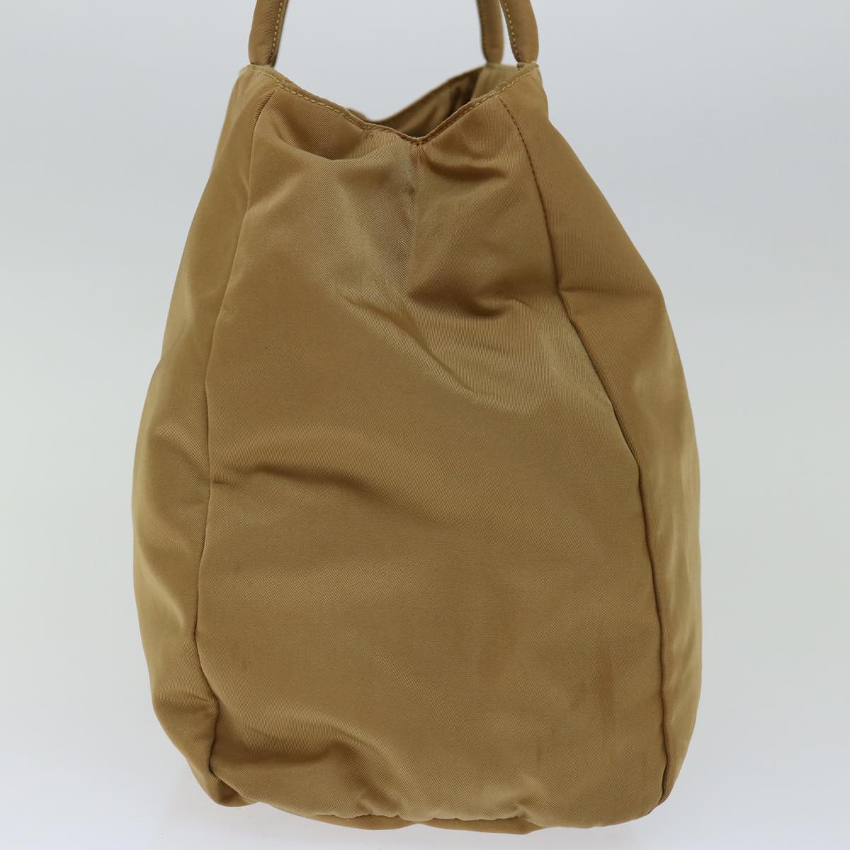 PRADA Hand Bag Nylon Beige Auth bs13209