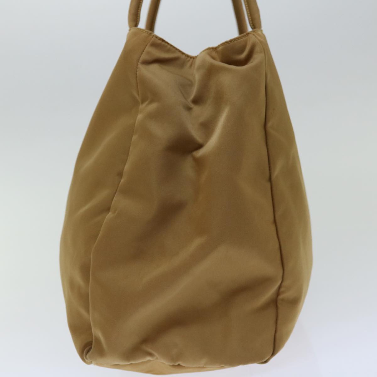 PRADA Hand Bag Nylon Beige Auth bs13209