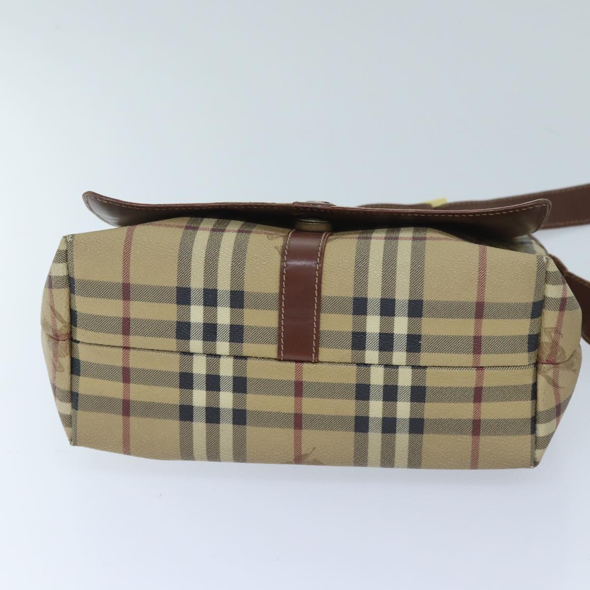 BURBERRY Nova Check Shoulder Bag PVC Beige Auth bs13214