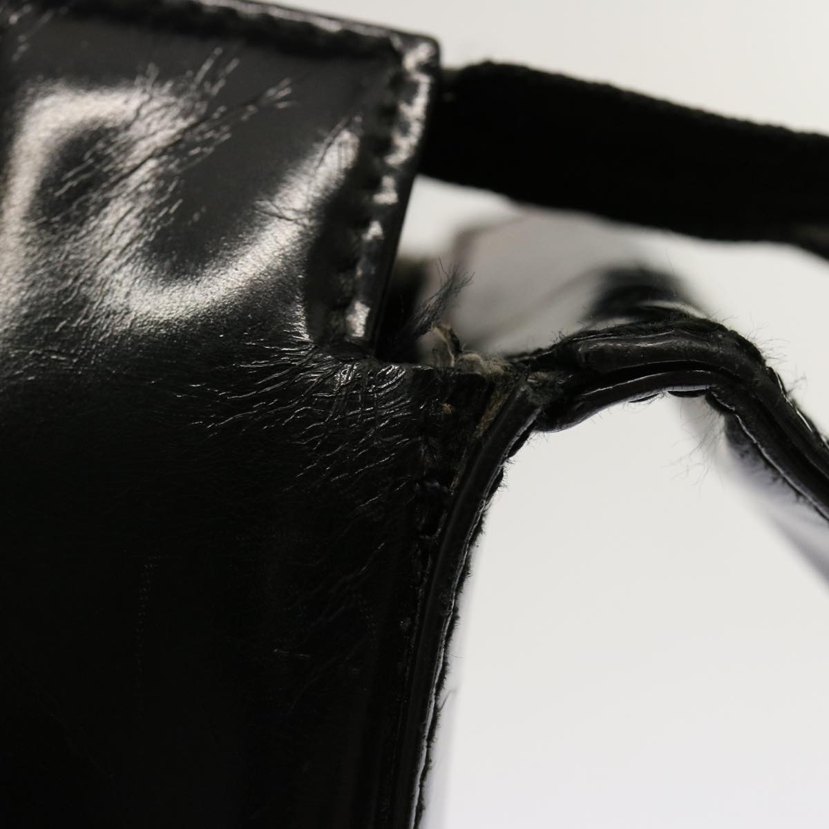 GUCCI Interlocking Shoulder Bag Patent leather Black Auth bs13216