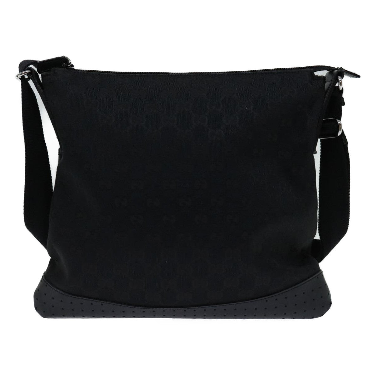 GUCCI GG Canvas Shoulder Bag Black 145857 Auth bs13217 - 0