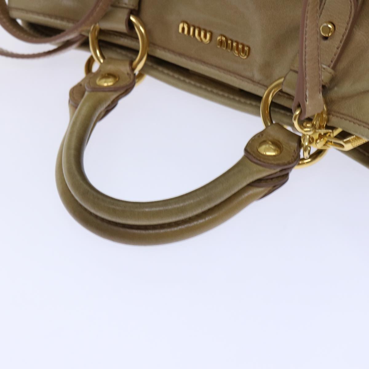 Miu Miu Hand Bag Leather 2way Beige Auth bs13219