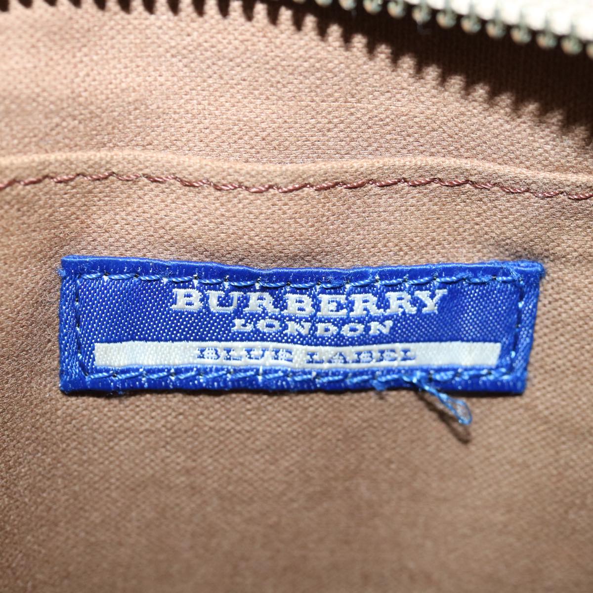 BURBERRY Nova Check Blue Label Hand Bag Canvas Beige Auth bs13225