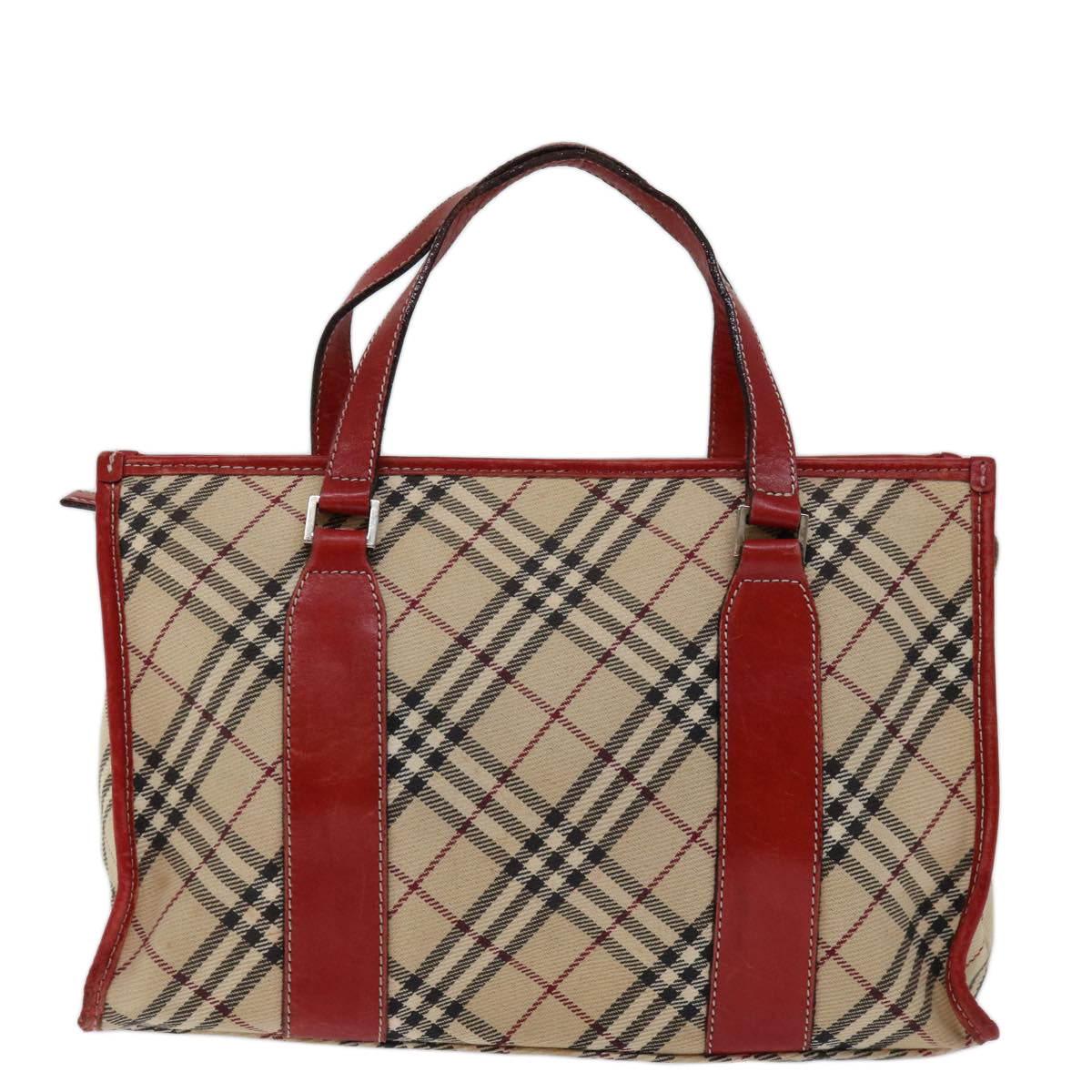 BURBERRY Nova Check Blue Label Hand Bag Canvas Beige Auth bs13225