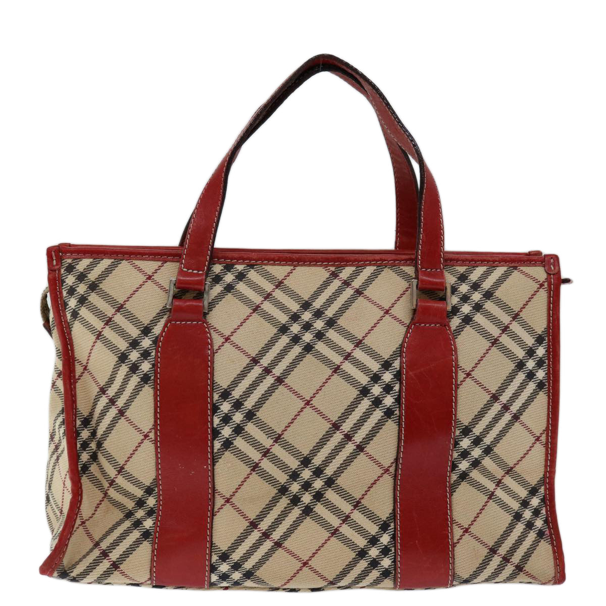 BURBERRY Nova Check Blue Label Hand Bag Canvas Beige Auth bs13225