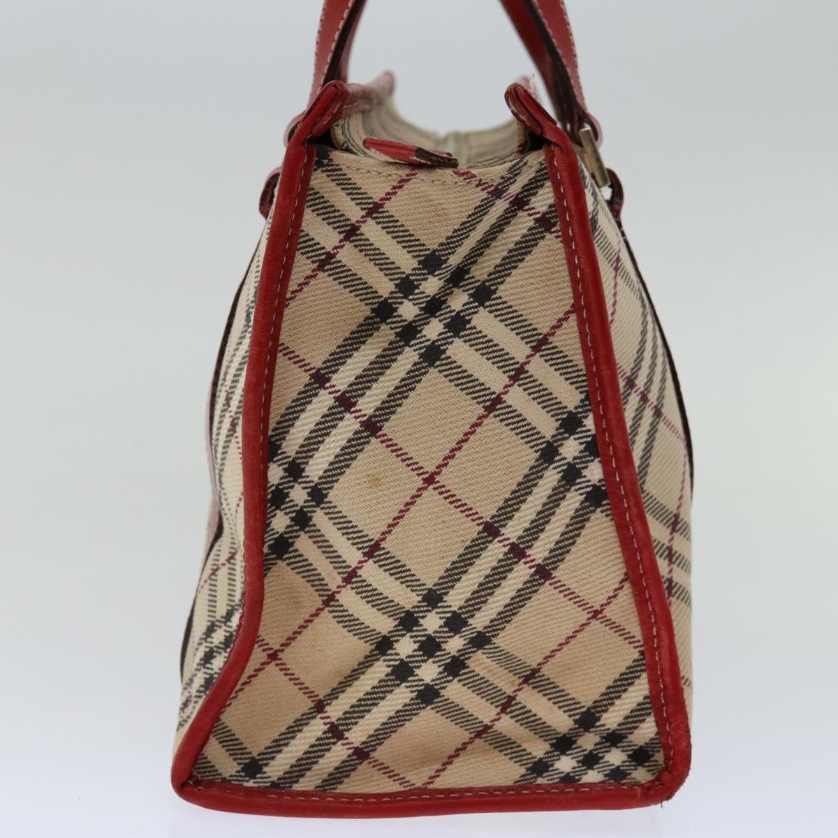 BURBERRY Nova Check Blue Label Hand Bag Canvas Beige Auth bs13225