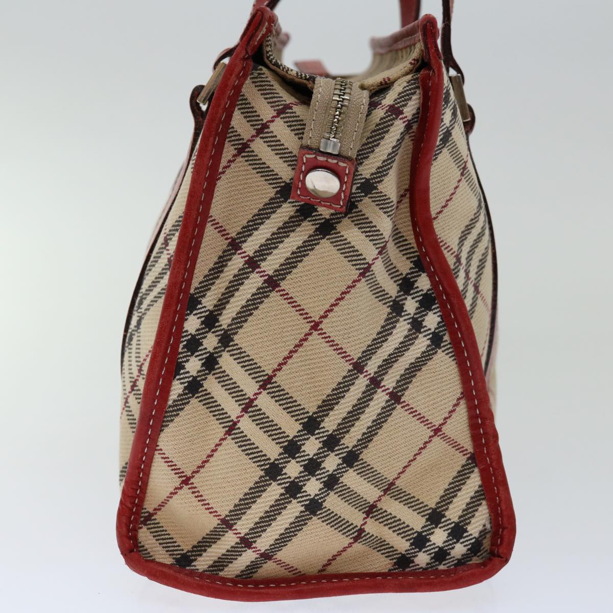 BURBERRY Nova Check Blue Label Hand Bag Canvas Beige Auth bs13225