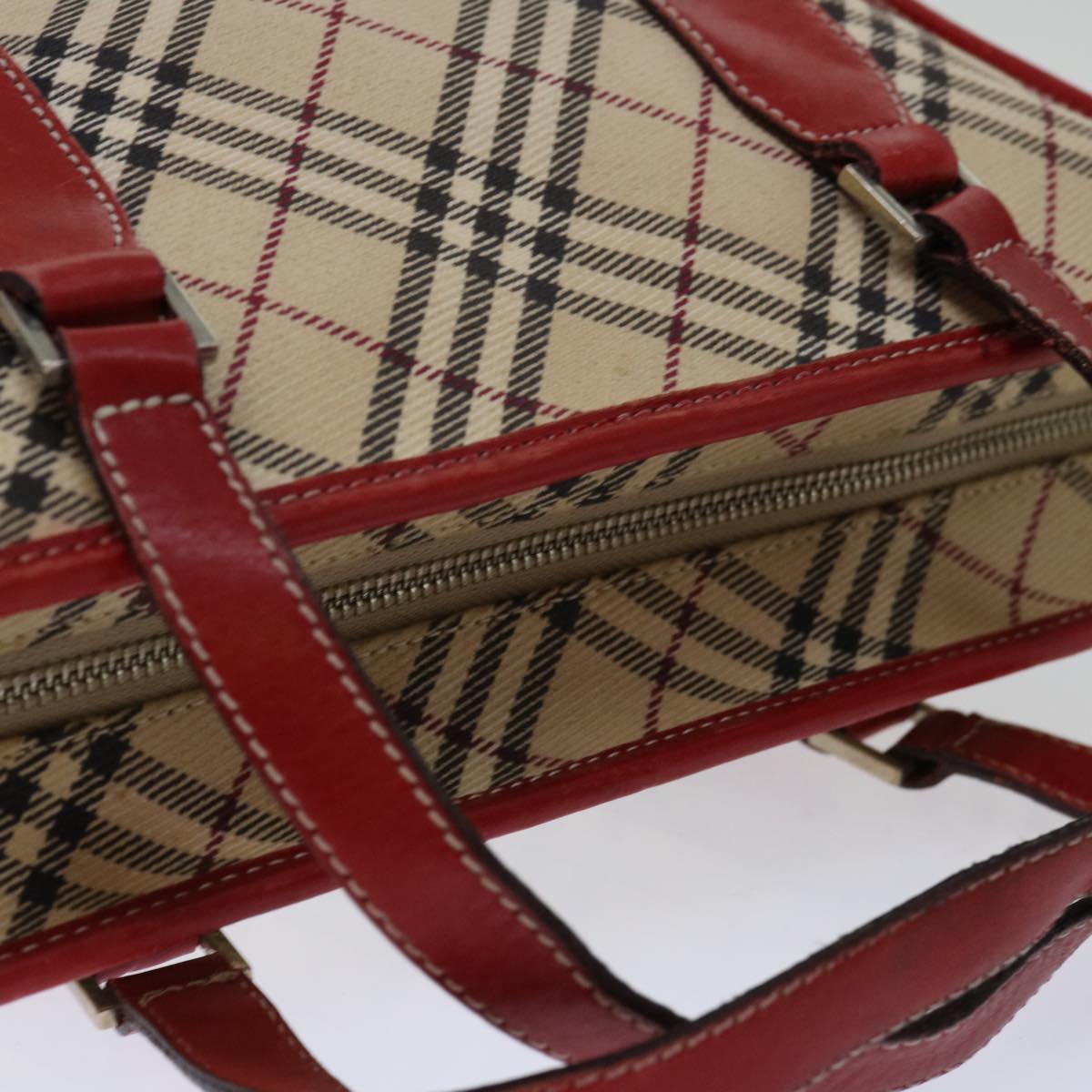 BURBERRY Nova Check Blue Label Hand Bag Canvas Beige Auth bs13225