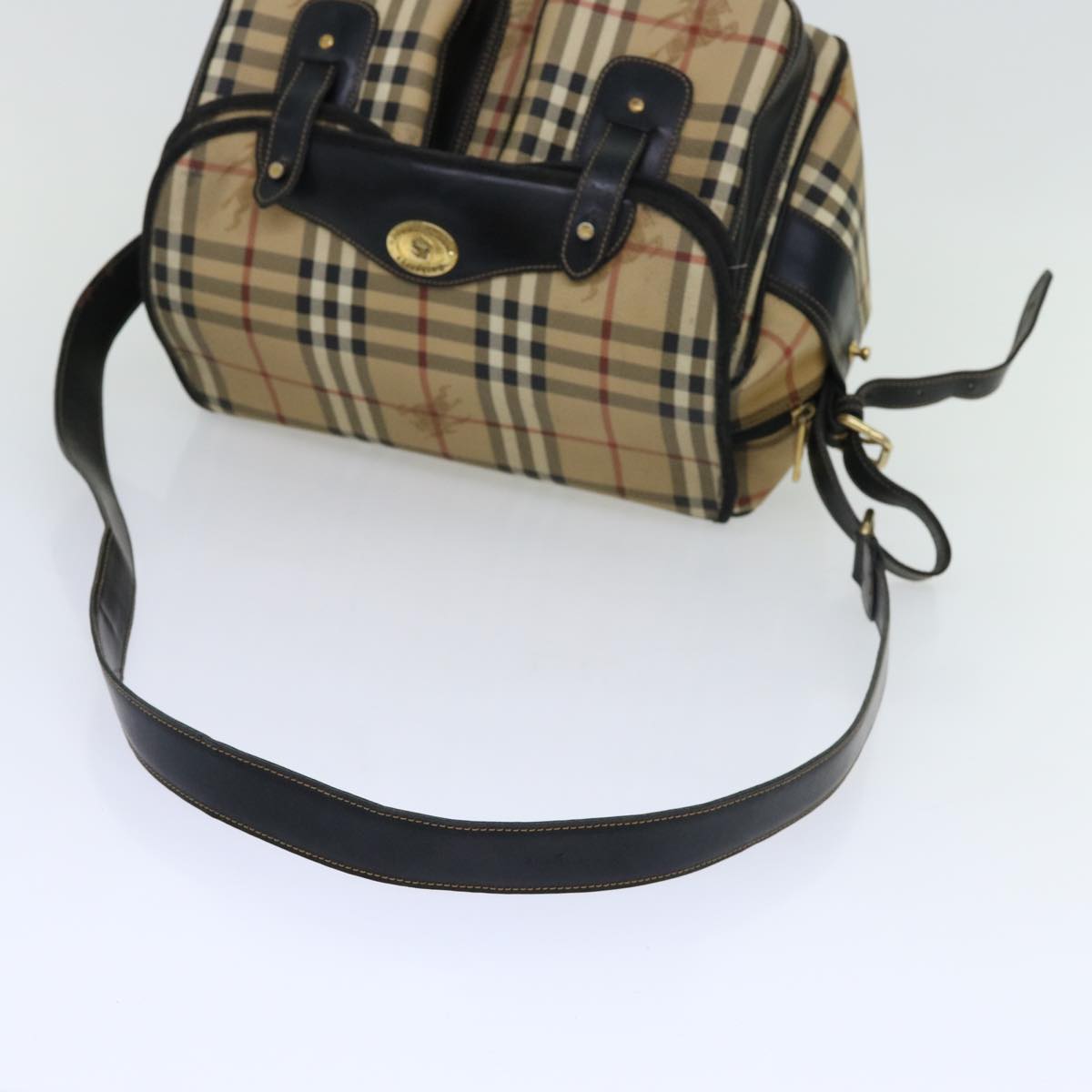 Burberrys Nova Check Shoulder Bag PVC Beige Auth bs13226