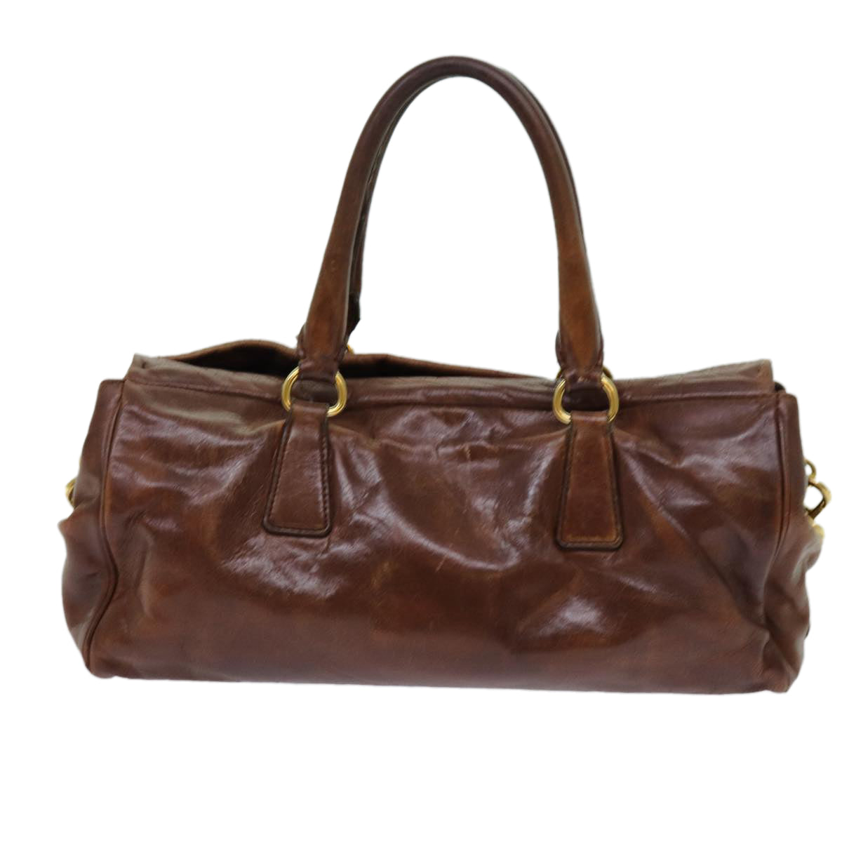 PRADA Hand Bag Leather 2way Brown Auth bs13240 - 0