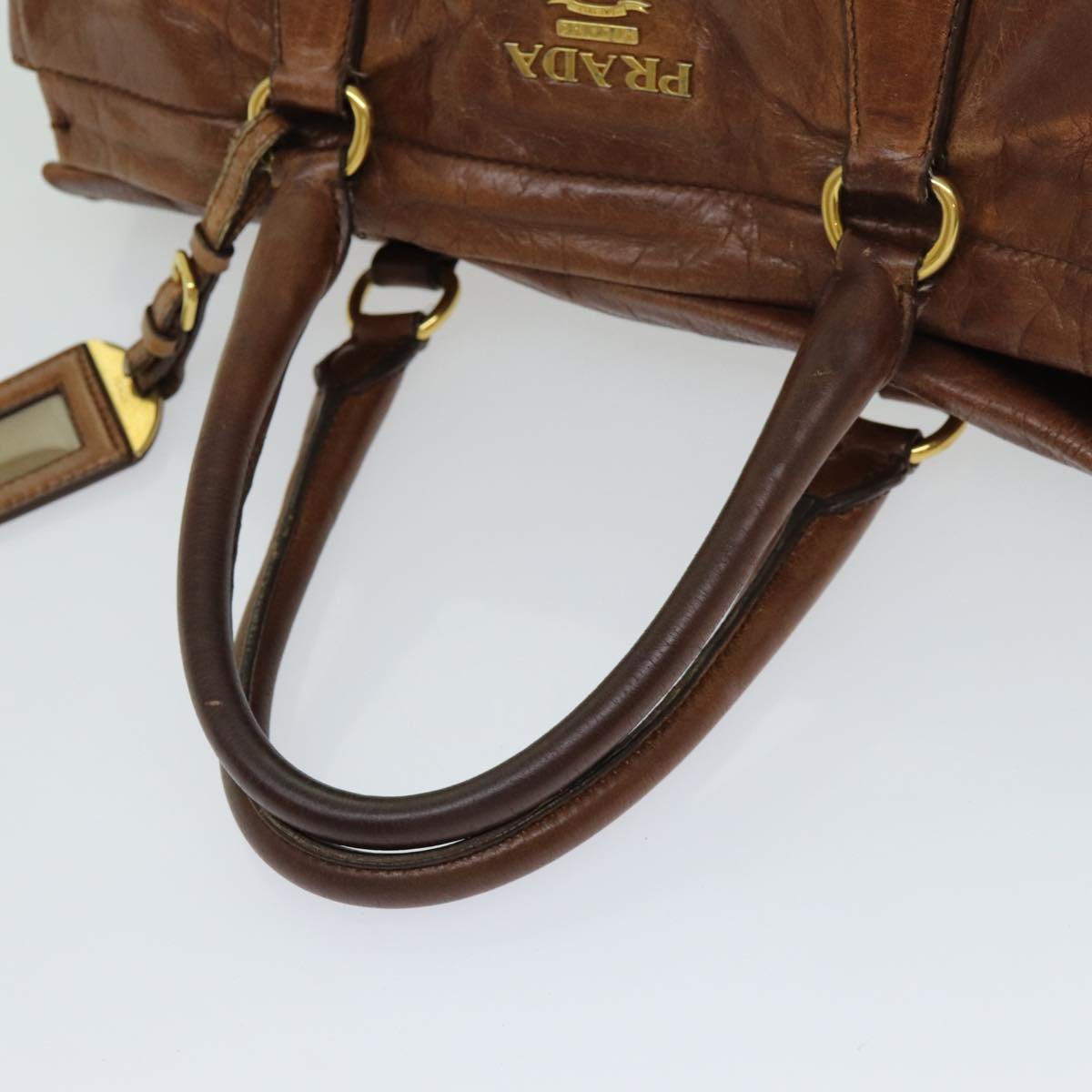 PRADA Hand Bag Leather 2way Brown Auth bs13240