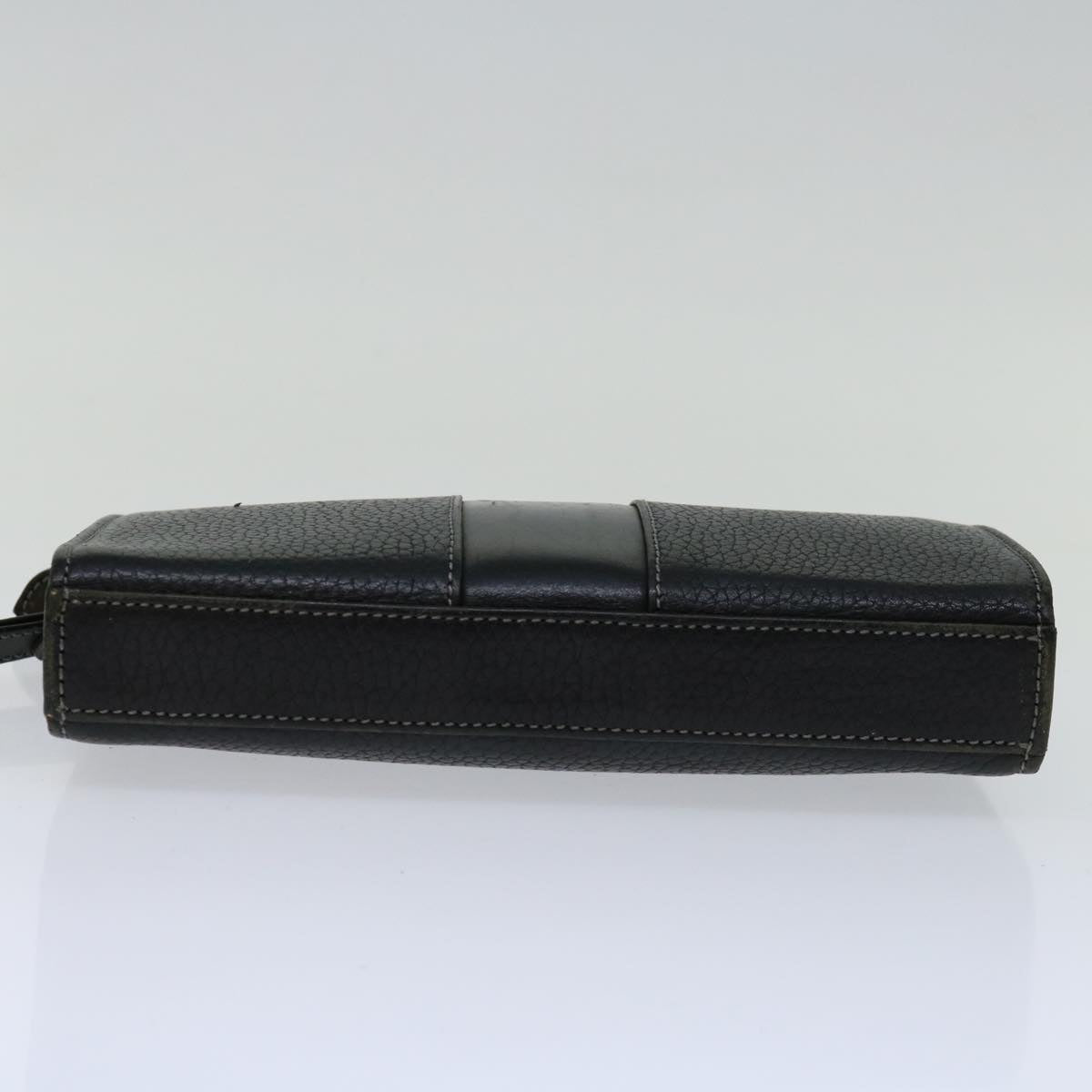 BURBERRY Clutch Bag Leather Black Auth bs13248