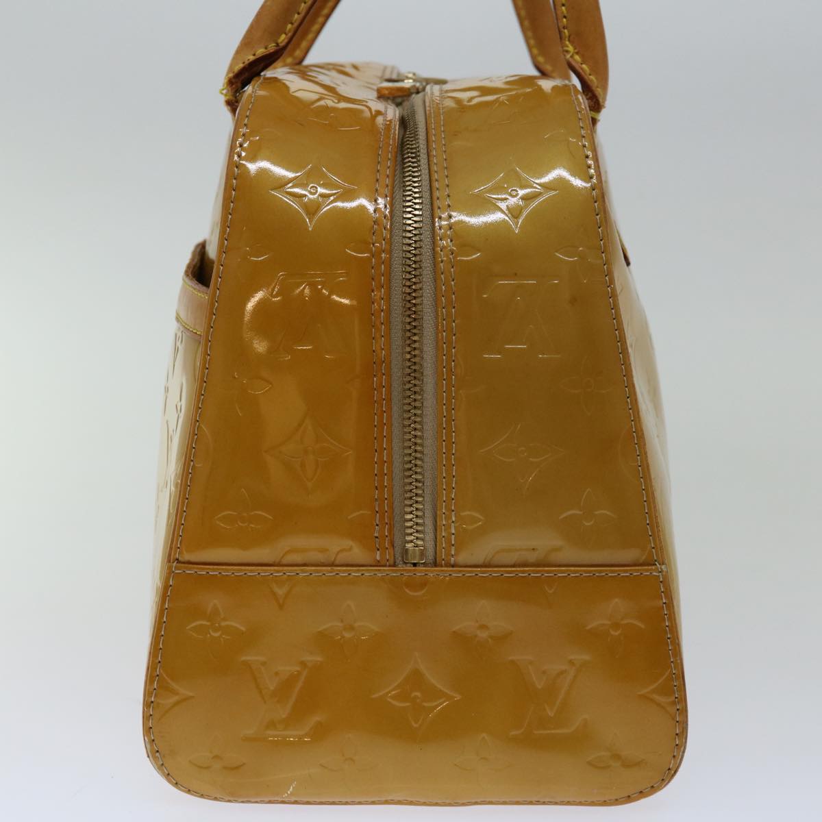 LOUIS VUITTON Monogram Vernis Tompkins Square Hand Bag Beige M91149 Auth bs13259