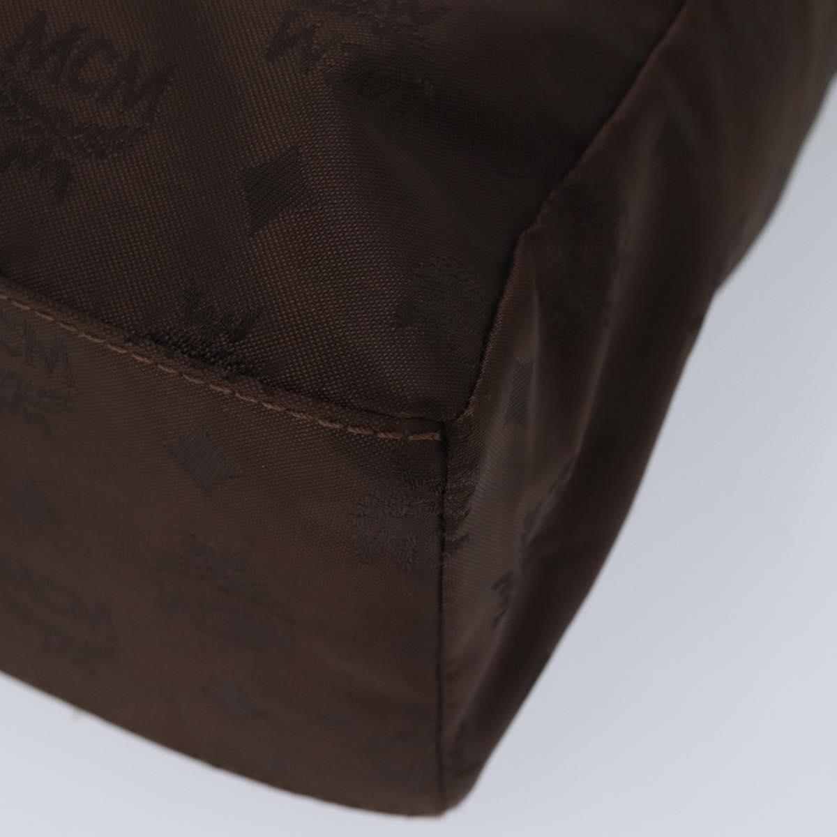 MCM Vicetos Logogram Tote Bag Nylon Brown Auth bs13270