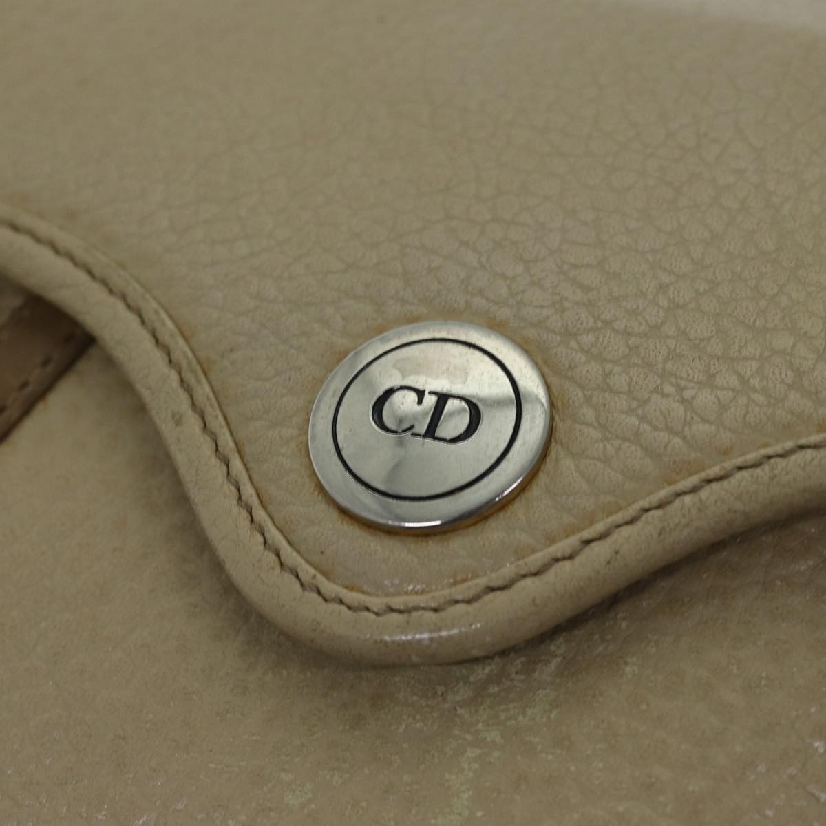 Christian Dior Shoulder Bag Leather Beige Auth bs13271