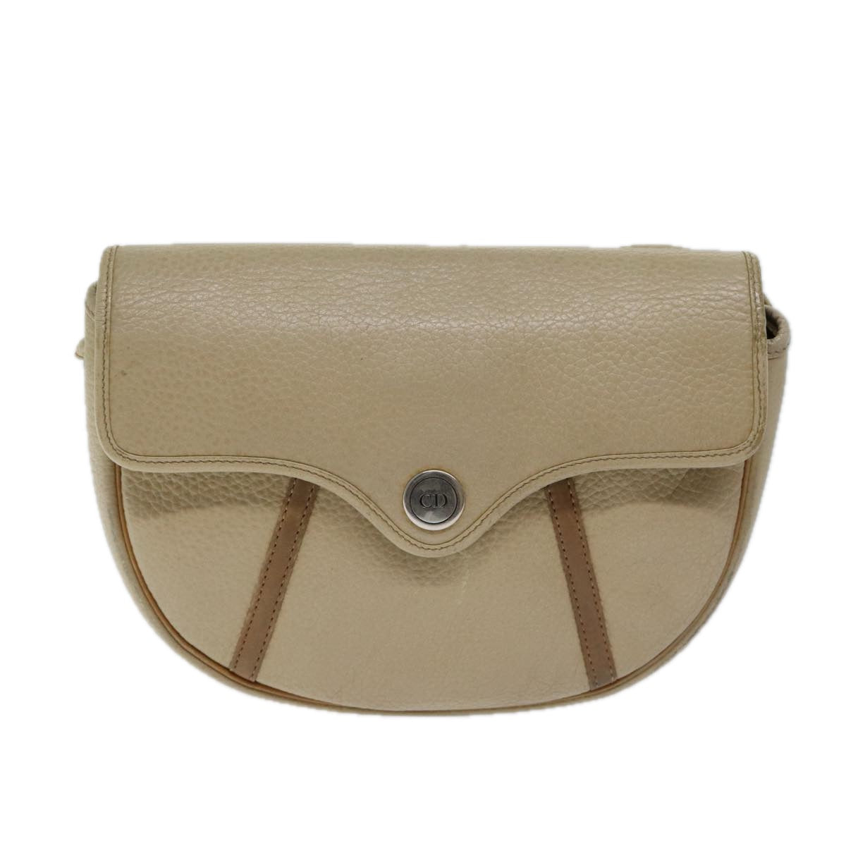 Christian Dior Shoulder Bag Leather Beige Auth bs13271