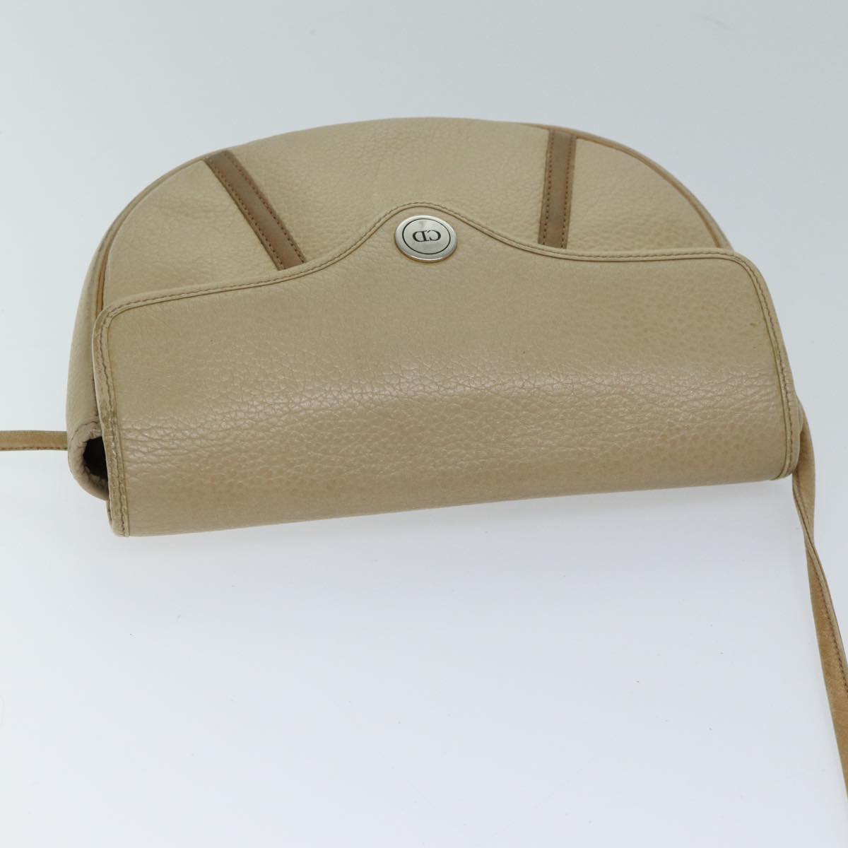 Christian Dior Shoulder Bag Leather Beige Auth bs13271