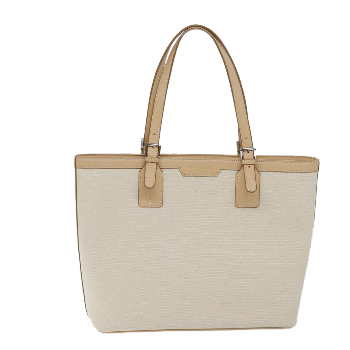 BURBERRY Tote Bag Canvas Beige Auth bs13275