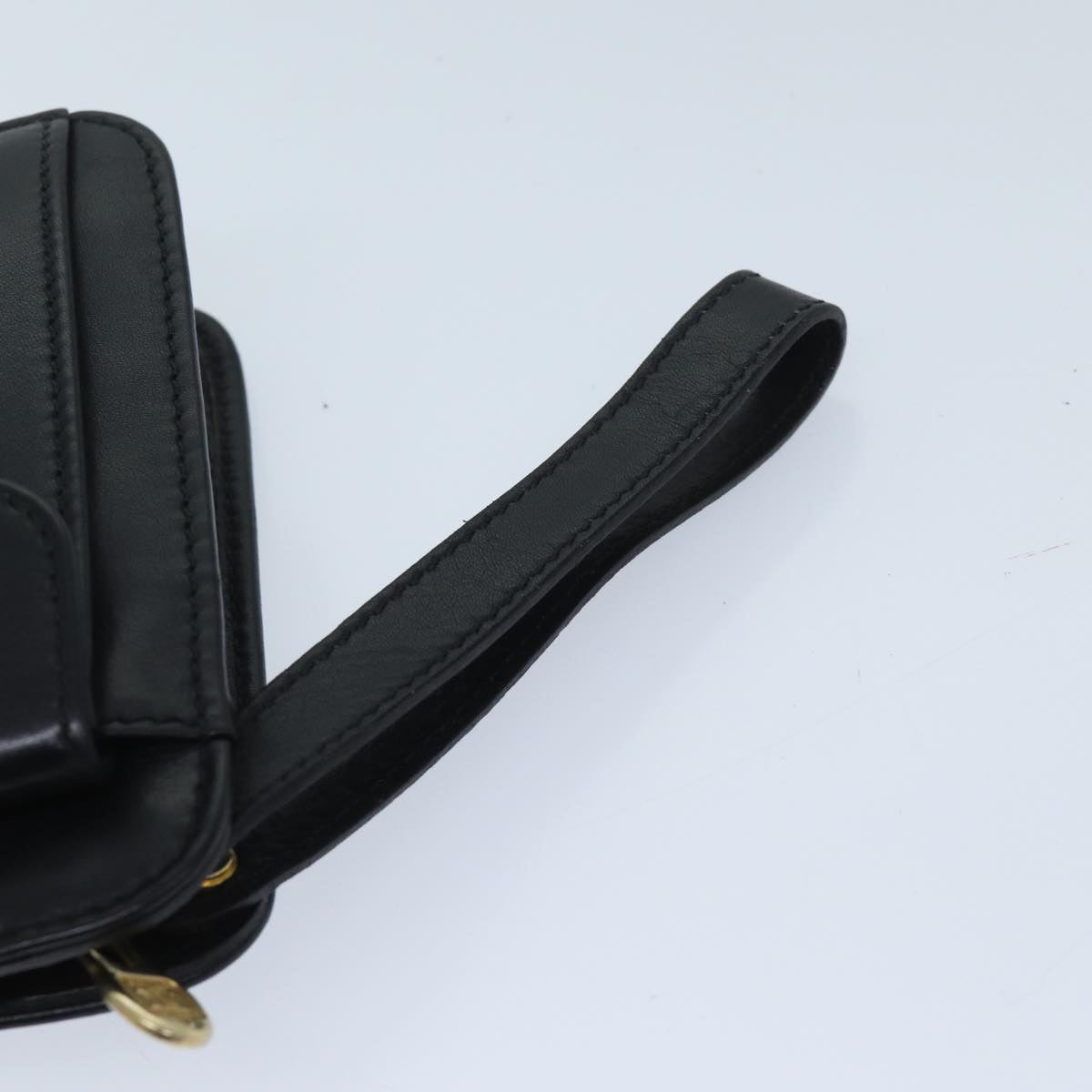 CELINE Clutch Bag Leather Black Auth bs13276