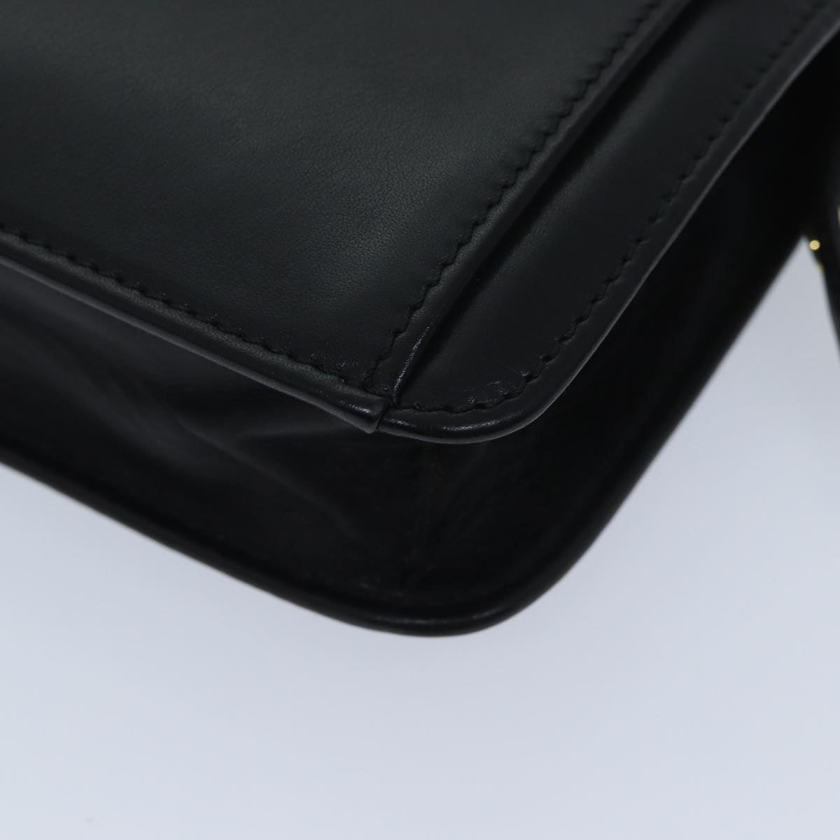CELINE Clutch Bag Leather Black Auth bs13276