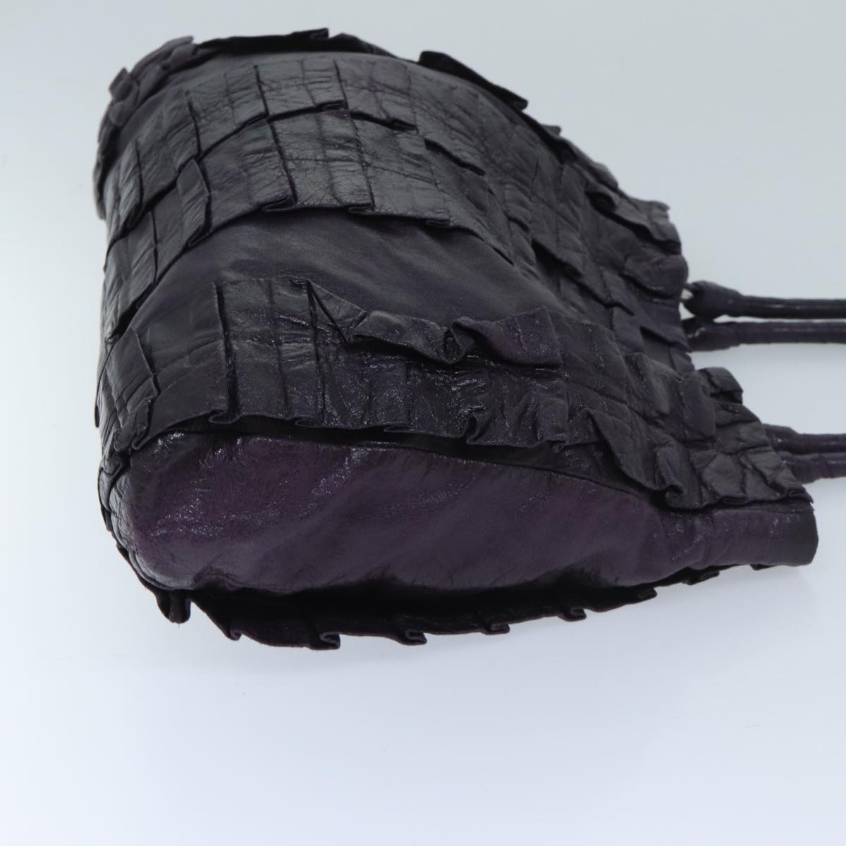 Miu Miu Hand Bag Leather Purple Auth bs13289