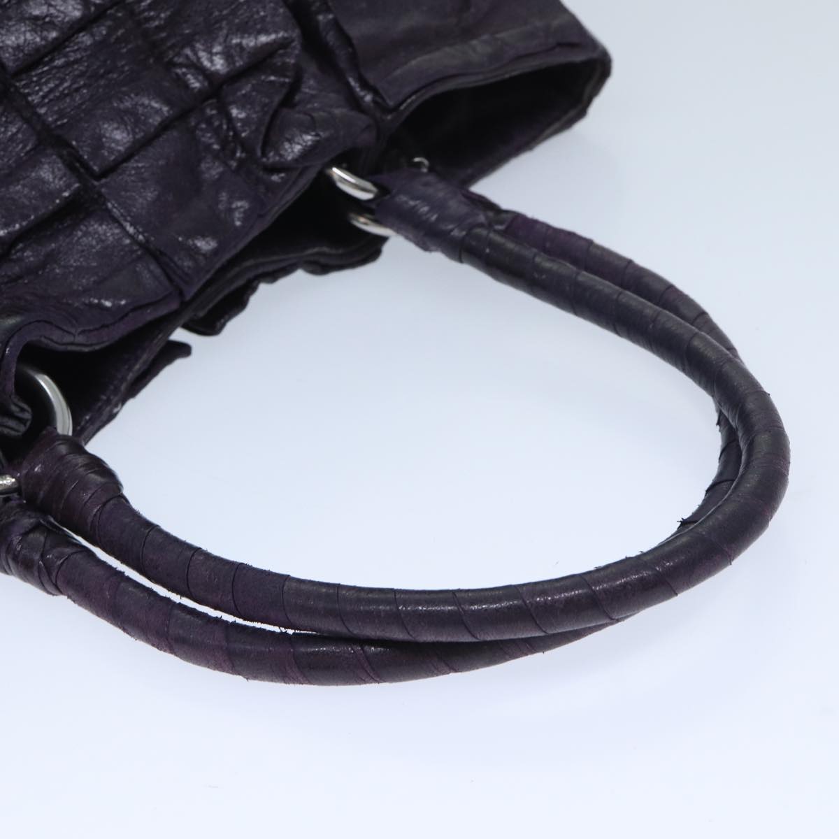 Miu Miu Hand Bag Leather Purple Auth bs13289