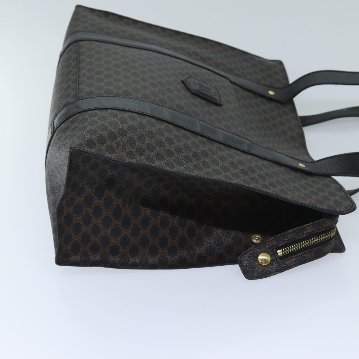 CELINE Macadam Canvas Shoulder Bag PVC Black Auth bs13291