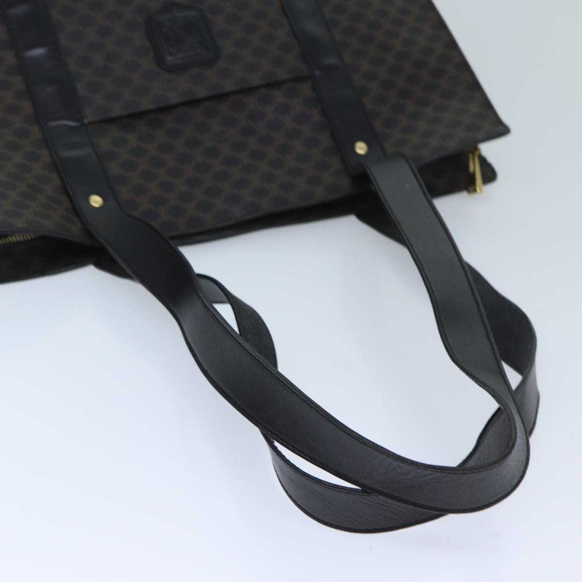 CELINE Macadam Canvas Shoulder Bag PVC Black Auth bs13291