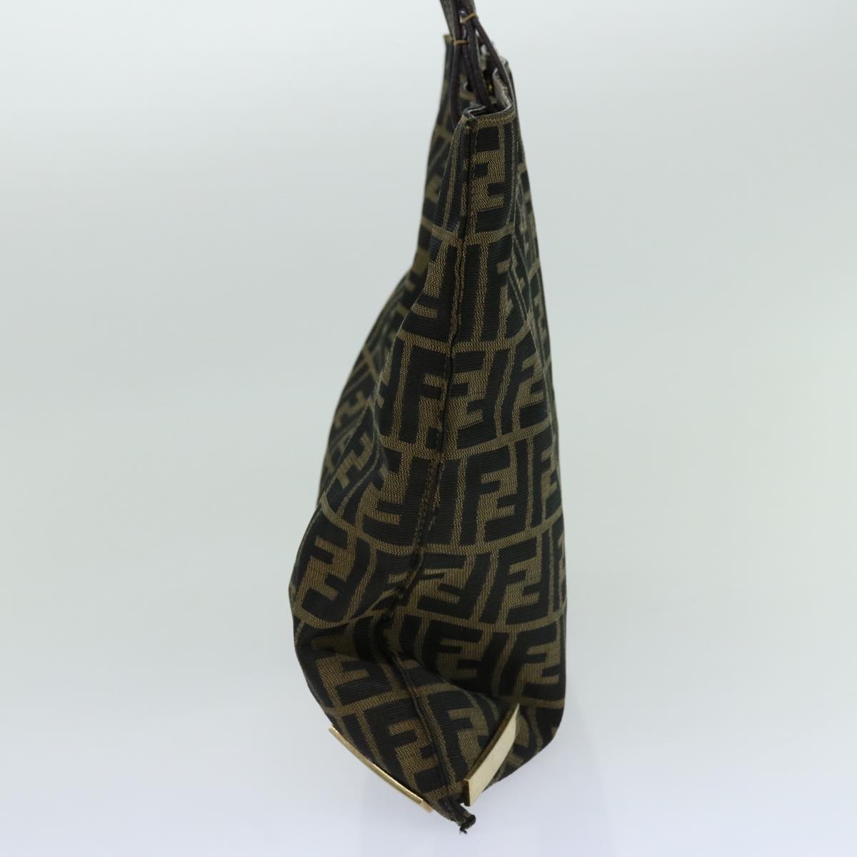 FENDI Zucca Canvas Hand Bag Brown Black Auth bs13299
