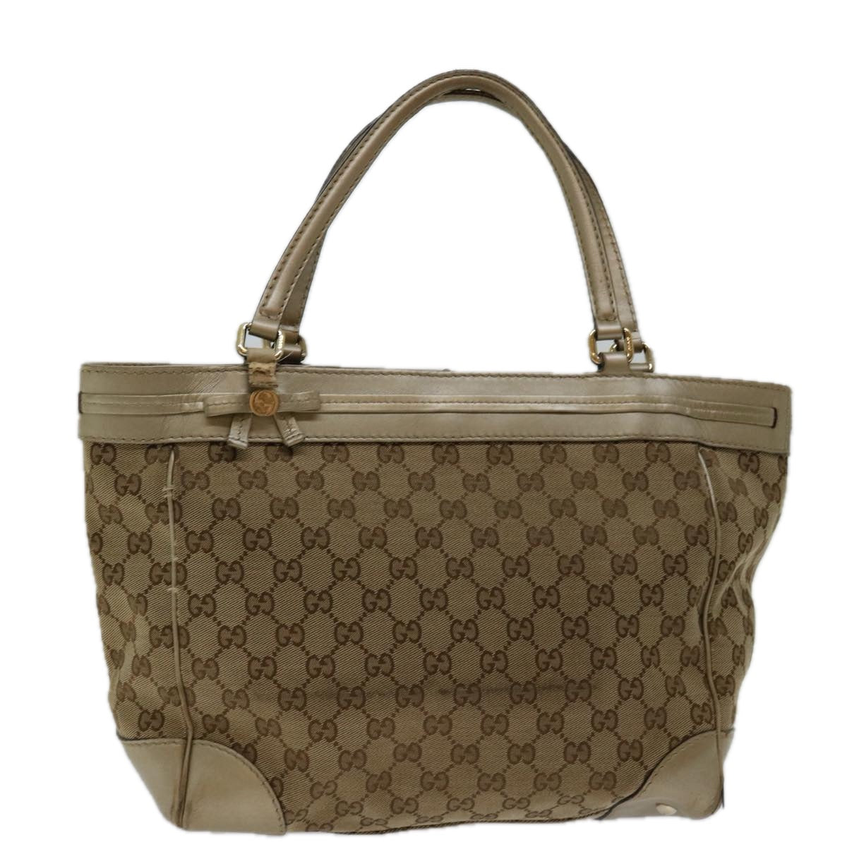 GUCCI GG Canvas Tote Bag Beige 257061 Auth bs13303