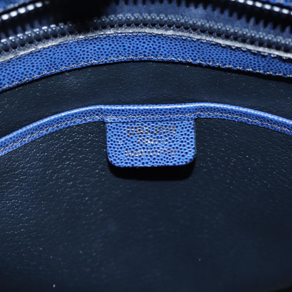 CELINE Hand Bag Leather Blue Auth bs13304