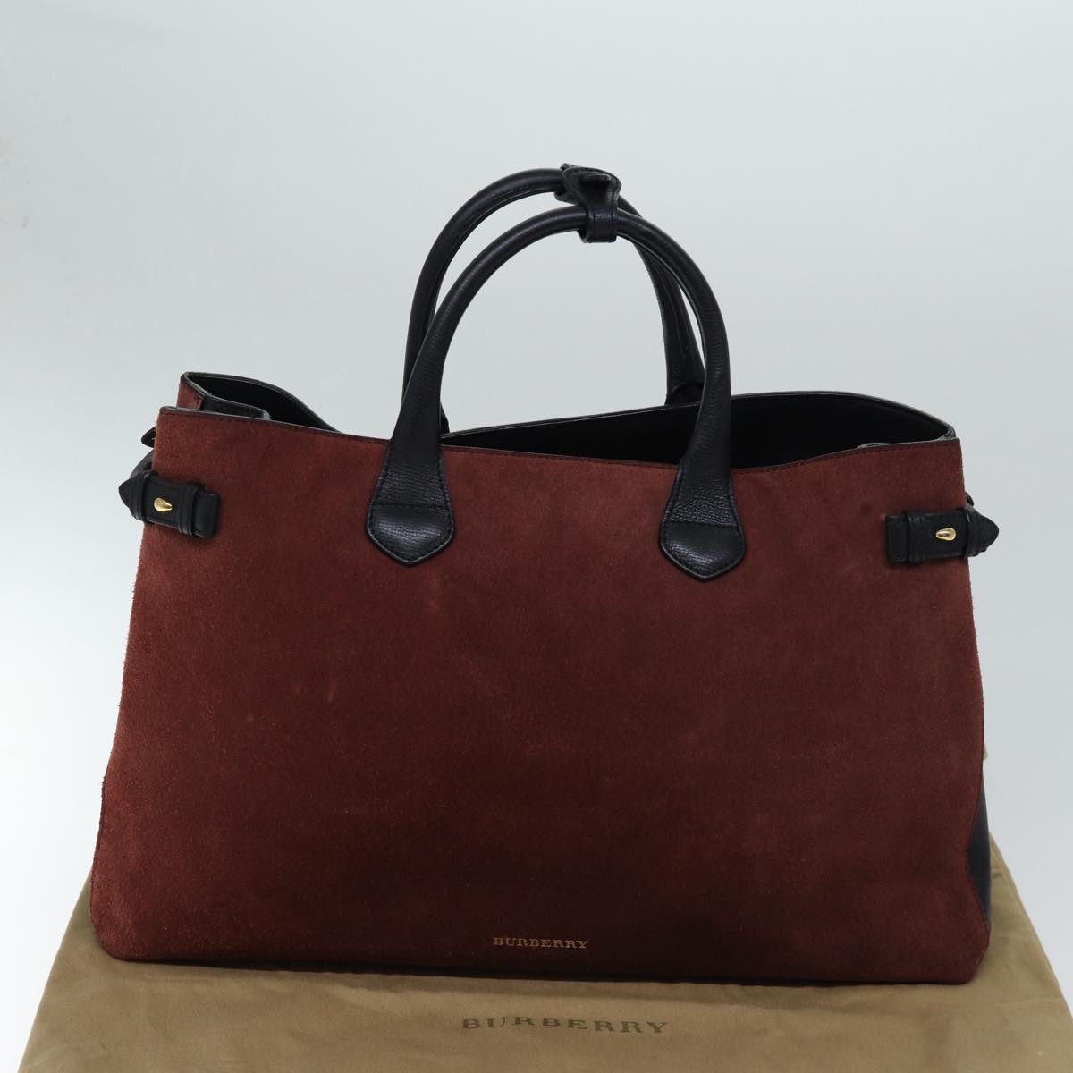 BURBERRY Hand Bag Suede Red Auth bs13306