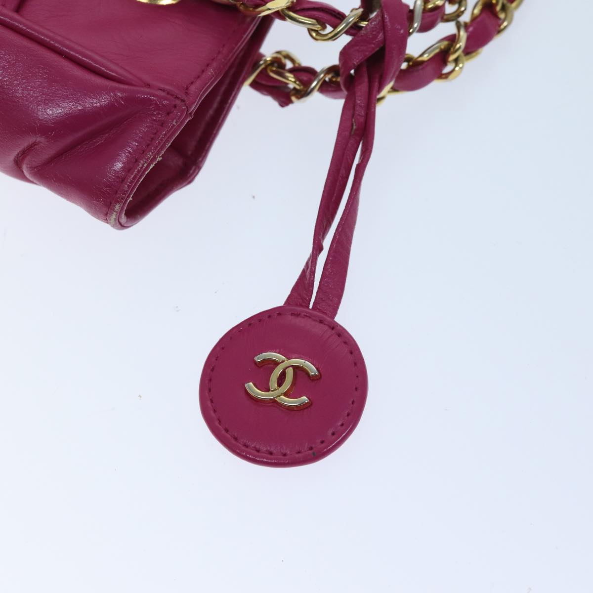 CHANEL Matelasse Chain Shoulder Bag Lamb Skin Pink CC Auth bs13312