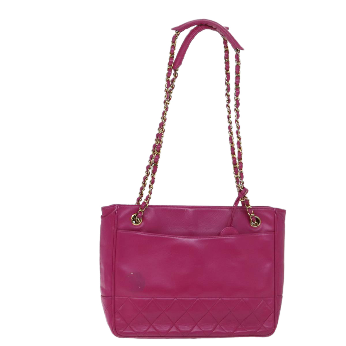CHANEL Matelasse Chain Shoulder Bag Lamb Skin Pink CC Auth bs13312