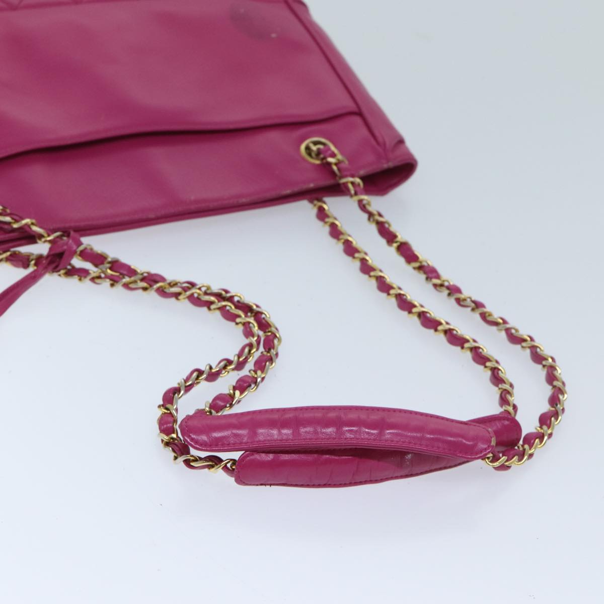 CHANEL Matelasse Chain Shoulder Bag Lamb Skin Pink CC Auth bs13312