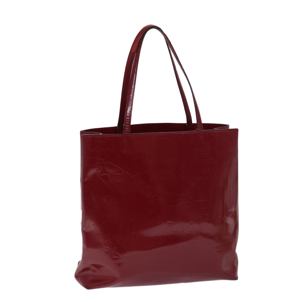 PRADA Tote Bag Patent leather Red Auth bs13314