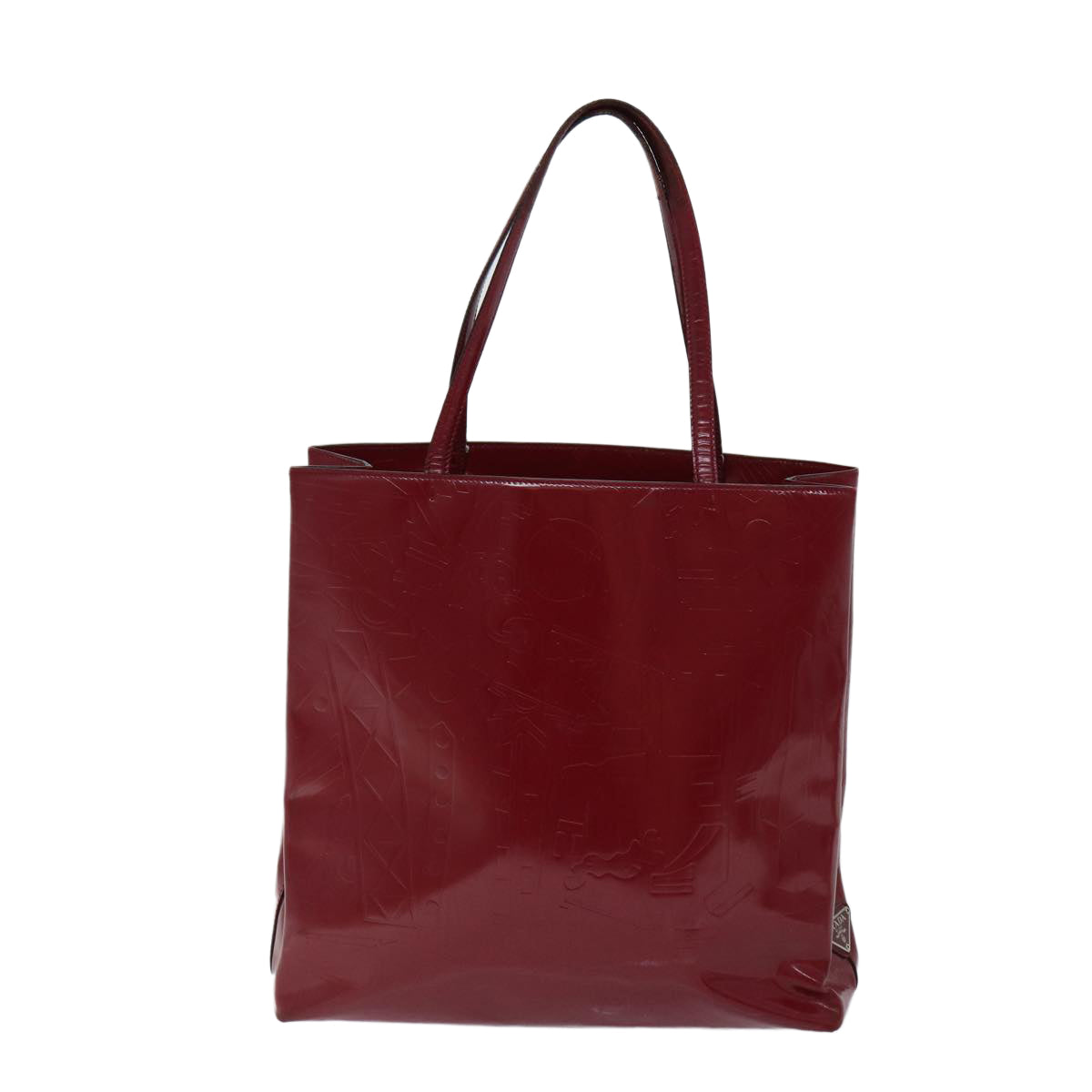 PRADA Tote Bag Patent leather Red Auth bs13314 - 0