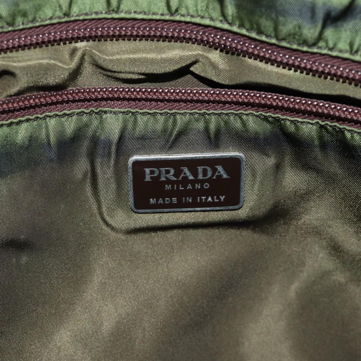 PRADA Hand Bag Nylon Khaki Auth bs13320