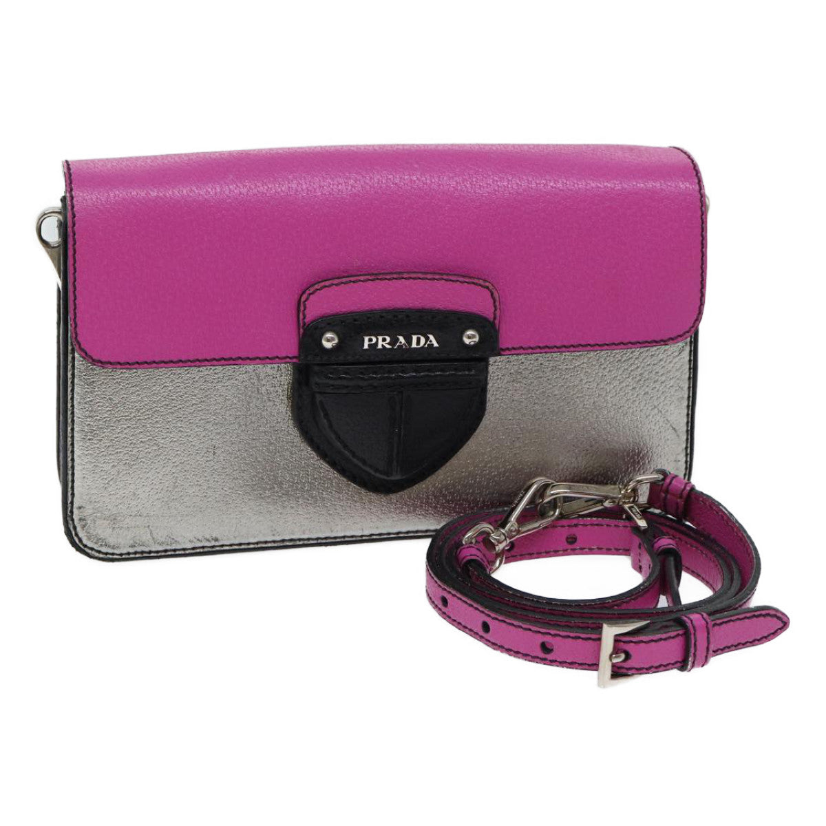 PRADA Shoulder Bag Leather Pink Auth bs13330