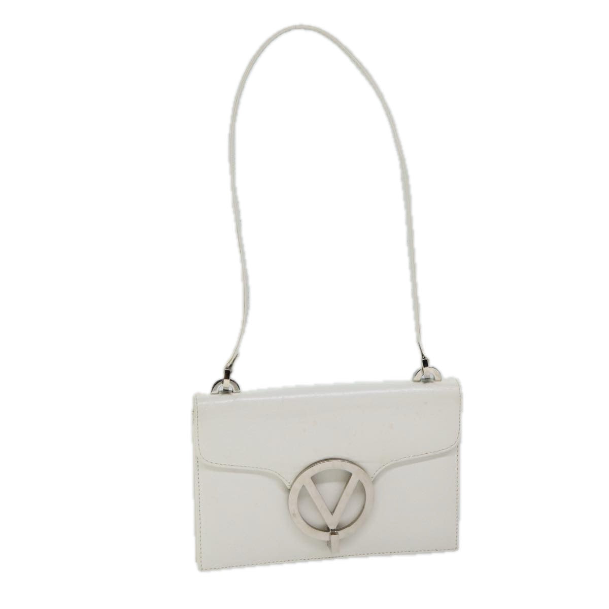 VALENTINO Shoulder Bag Leather White Auth bs13333