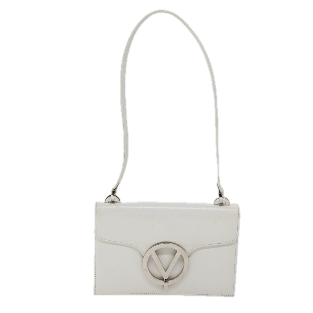 VALENTINO Shoulder Bag Leather White Auth bs13333