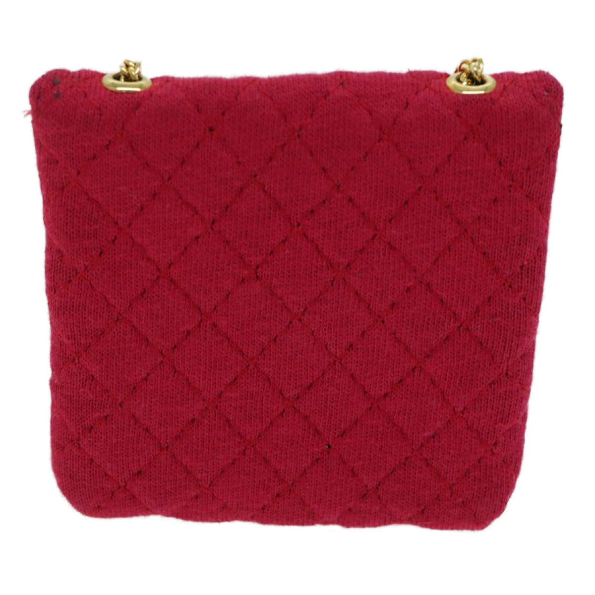 CHANEL Matelasse Chain Pouch cotton Red CC Auth bs13334 - 0