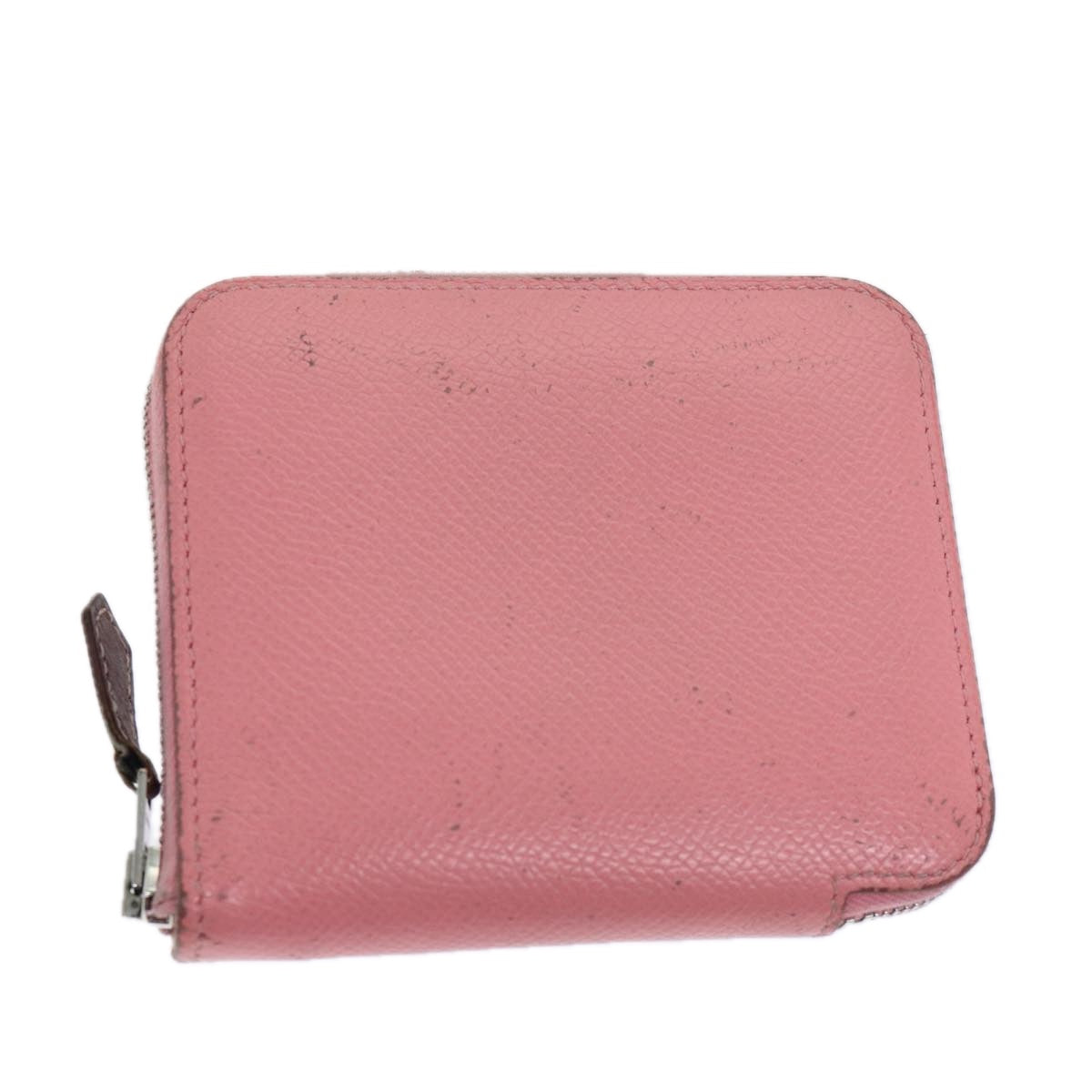 HERMES AzapSilk Incompact Wallet Leather Pink Auth bs13335