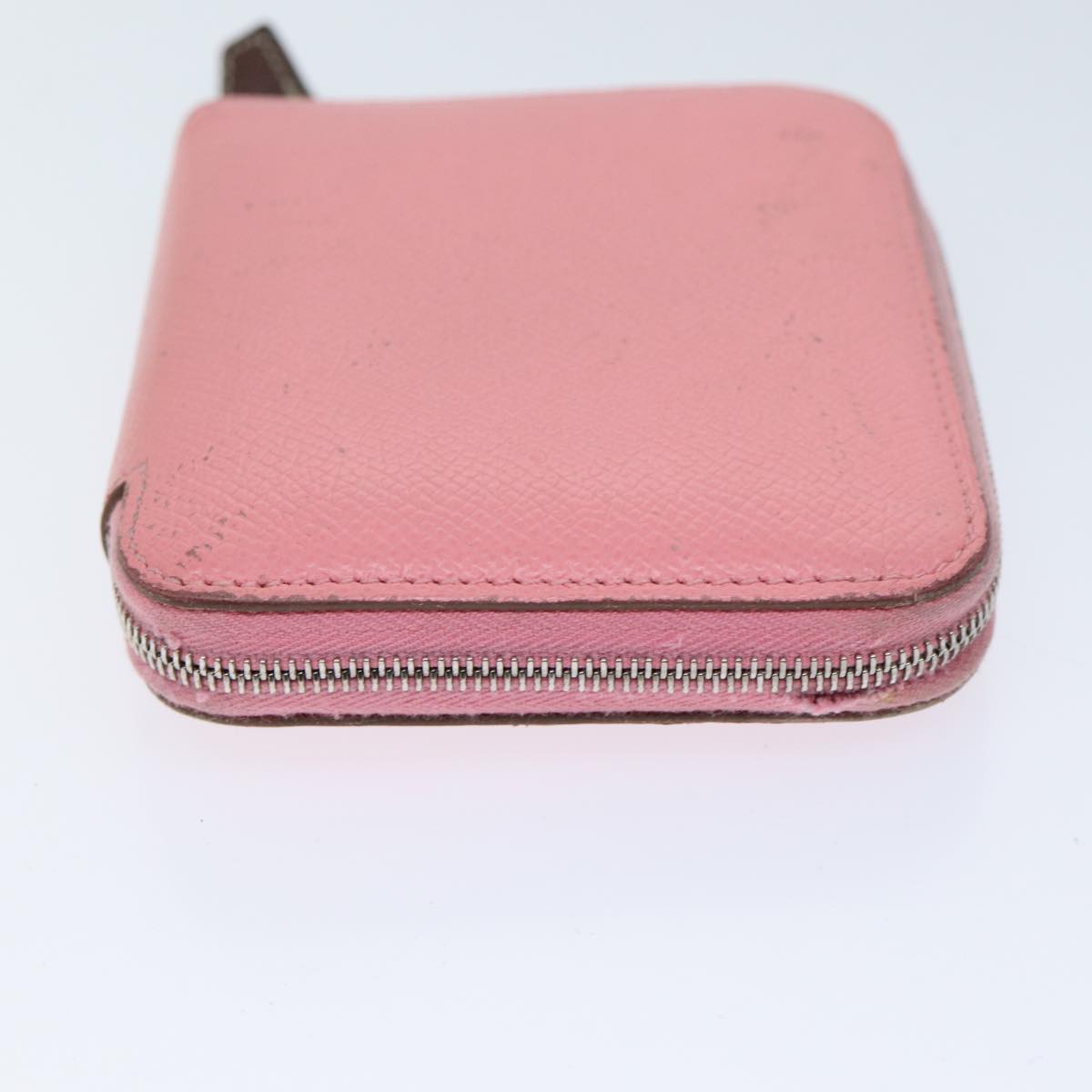 HERMES AzapSilk Incompact Wallet Leather Pink Auth bs13335